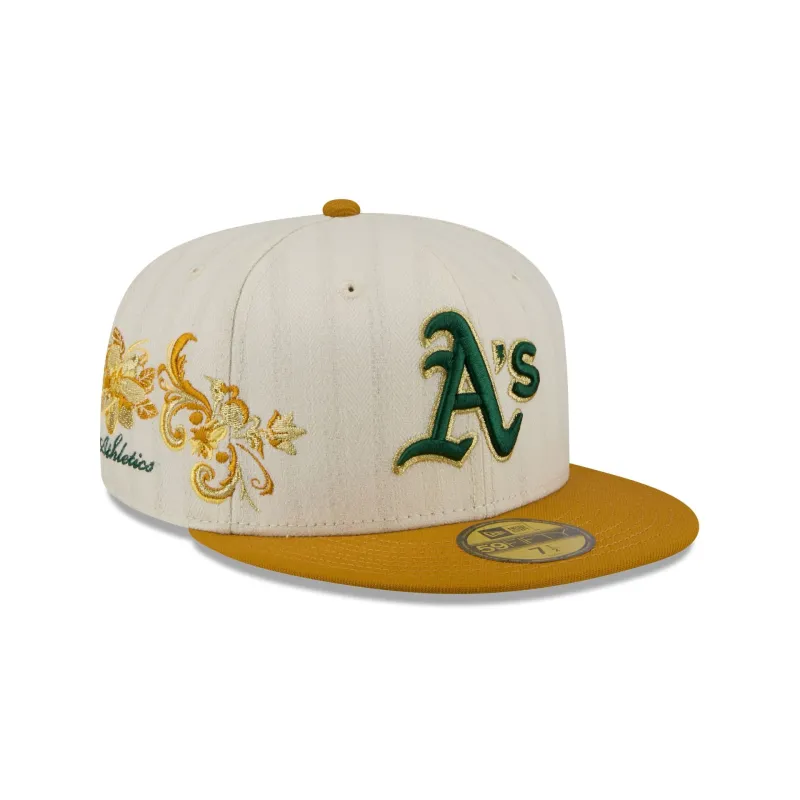 Athletics Chrome Herringbone 59FIFTY Fitted Hat made by New Era