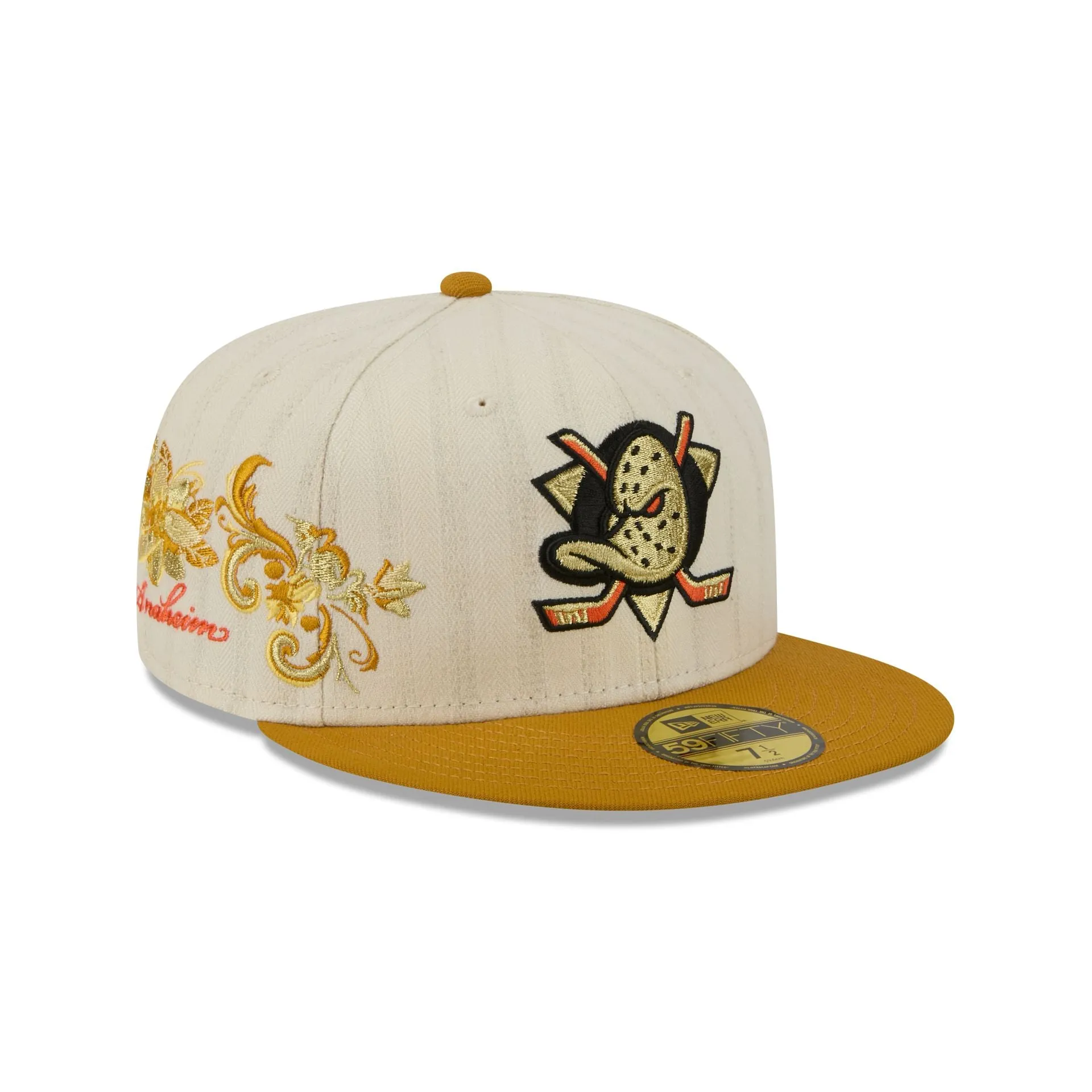 Anaheim Ducks Chrome Herringbone 59FIFTY Fitted Hat sold by New Era