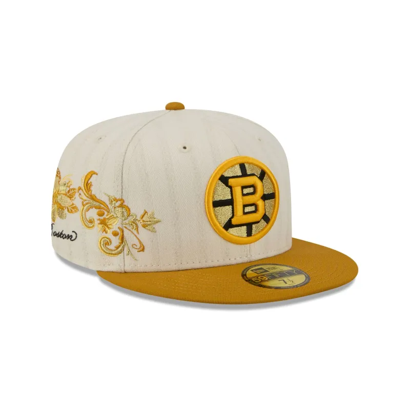 Boston Bruins Chrome Herringbone 59FIFTY Fitted Hat made by New Era