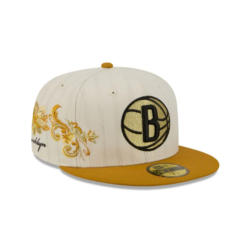 Brooklyn Nets Chrome Herringbone 59FIFTY Fitted Hat made by New Era