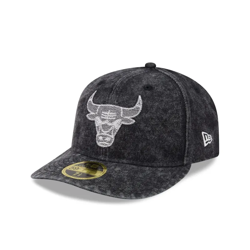Chicago Bulls Black Denim Low Profile 59FIFTY Fitted Hat made by New Era