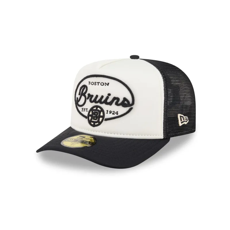Boston Bruins Chrome 59FIFTY Fitted Trucker Hat made by New Era