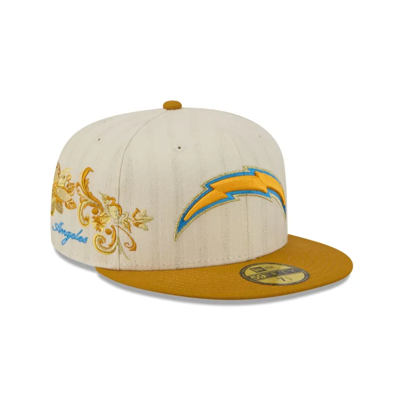 Los Angeles Chargers Chrome Herringbone 59FIFTY Fitted Hat made by New Era