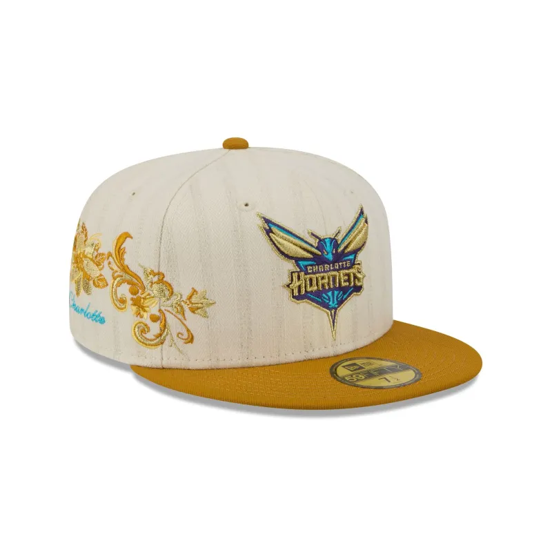 Charlotte Hornets Chrome Herringbone 59FIFTY Fitted Hat made by New Era