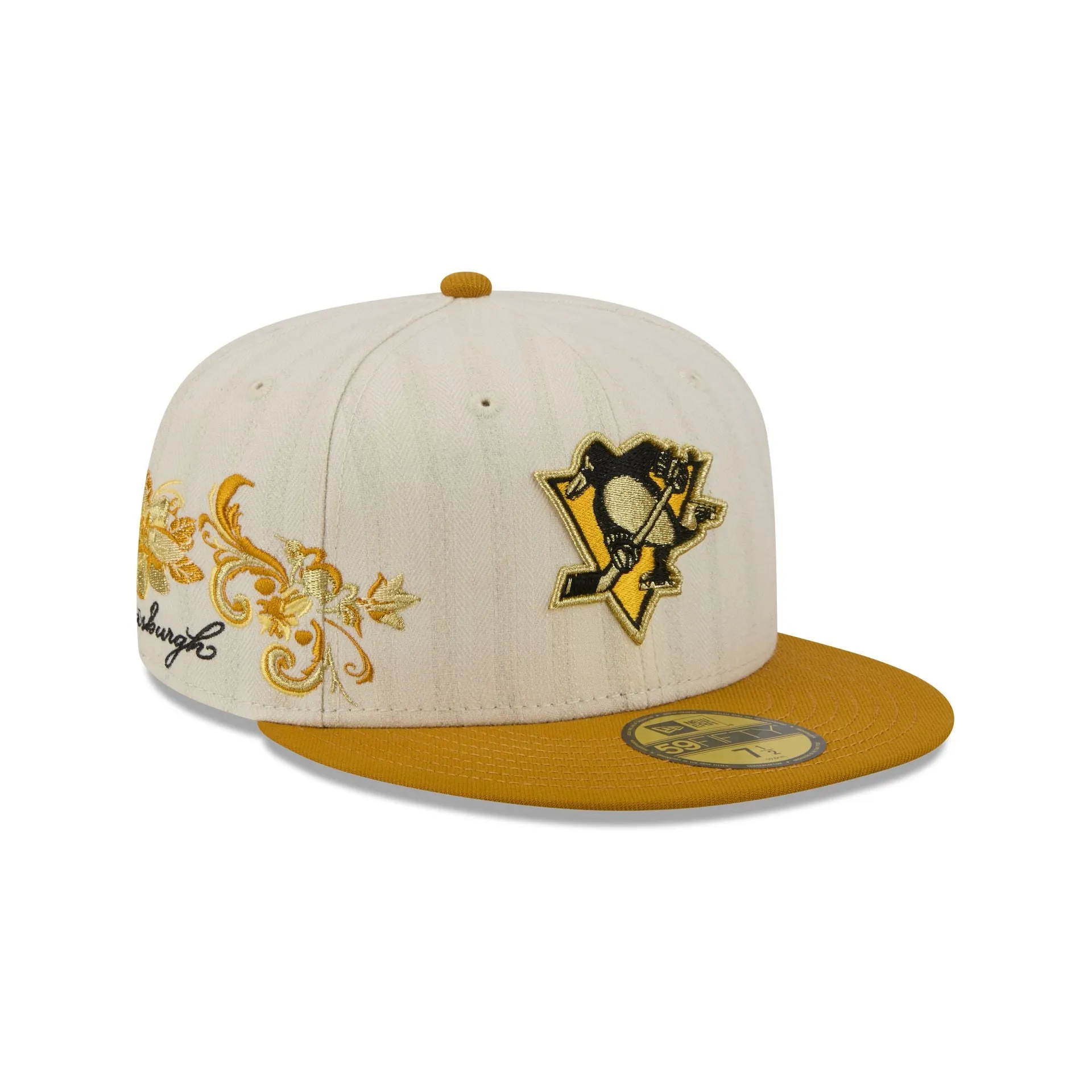 Pittsburgh Penguins Chrome Herringbone 59FIFTY Fitted Hat sold by New Era