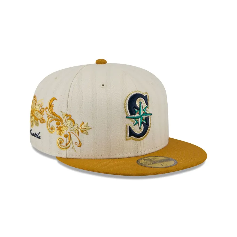 Seattle Mariners Chrome Herringbone 59FIFTY Fitted Hat made by New Era