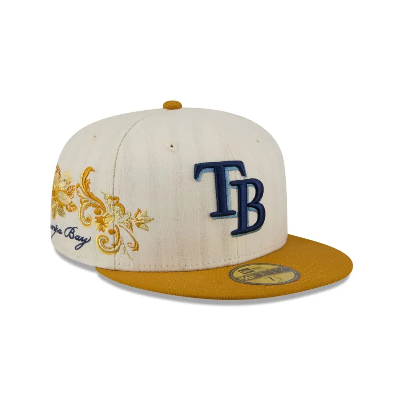 Tampa Bay Rays Chrome Herringbone 59FIFTY Fitted Hat made by New Era