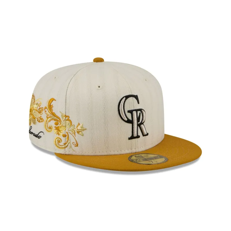 Colorado Rockies Chrome Herringbone 59FIFTY Fitted Hat made by New Era