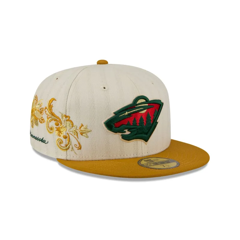 Minnesota Wild Chrome Herringbone 59FIFTY Fitted Hat made by New Era