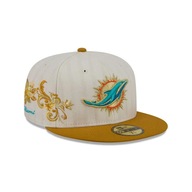 Miami Dolphins Chrome Herringbone 59FIFTY Fitted Hat made by New Era