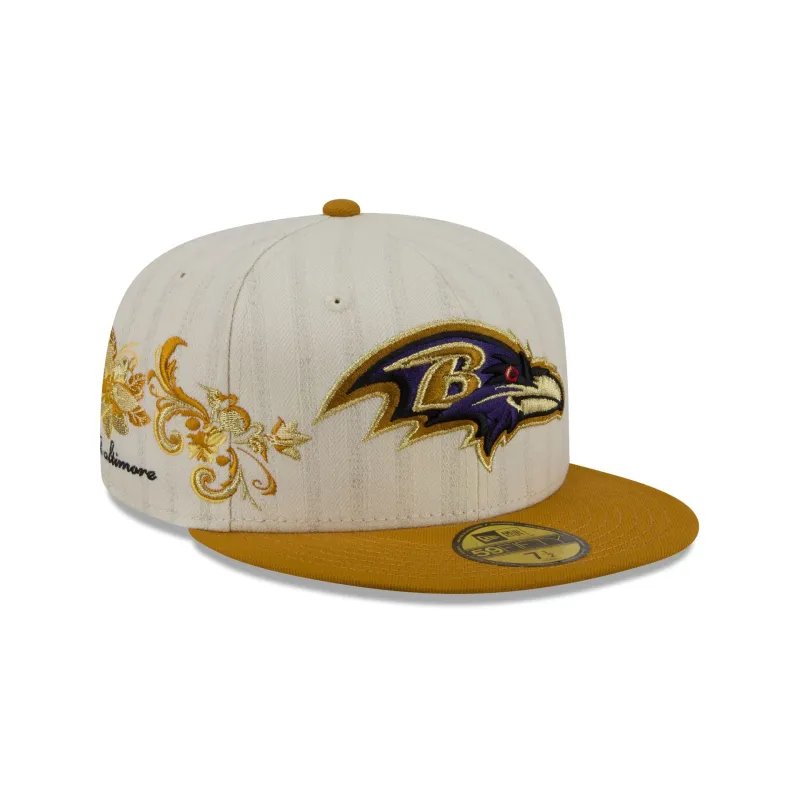 Baltimore Ravens Chrome Herringbone 59FIFTY Fitted Hat made by New Era