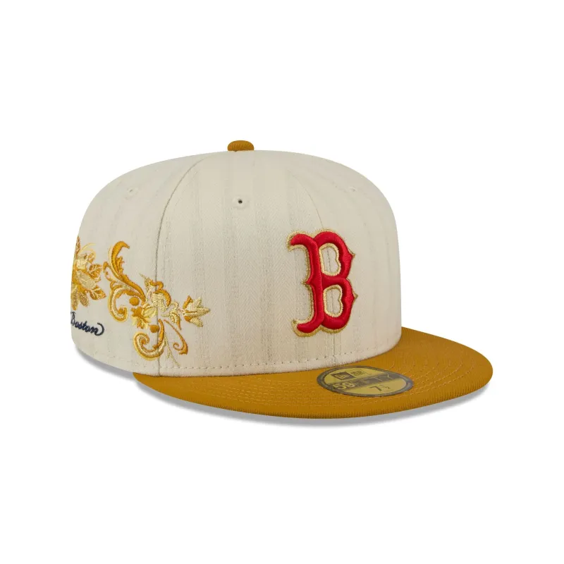 Boston Red Sox Chrome Herringbone 59FIFTY Fitted Hat made by New Era