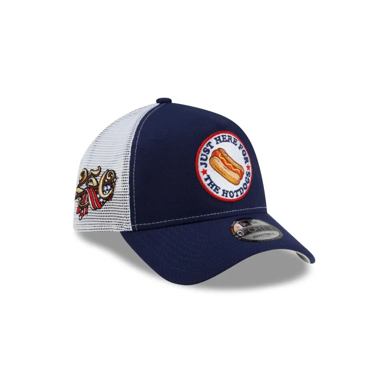 New Era Cap USA Hot Dog Navy 9FORTY A-Frame Trucker Hat made by New Era