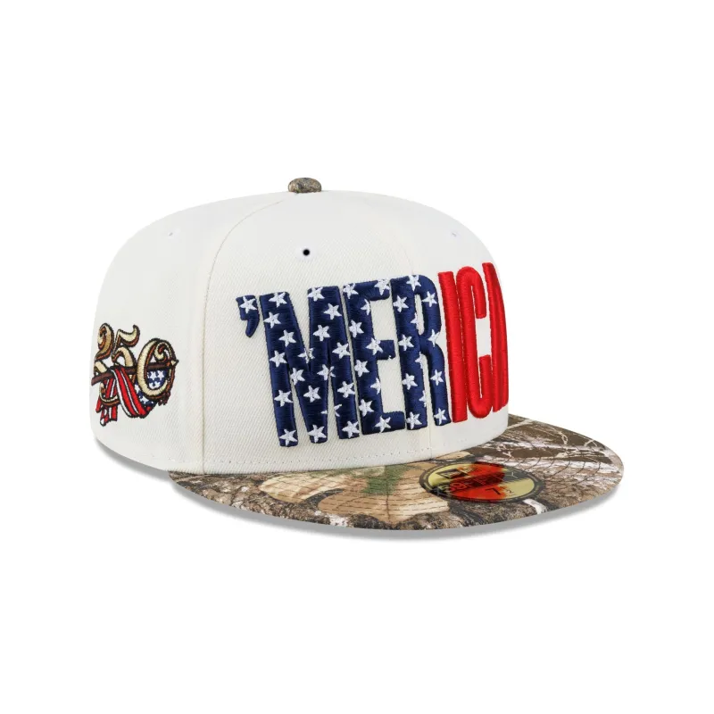 New Era Cap 'Merica Chrome White 59FIFTY Fitted Hat made by New Era