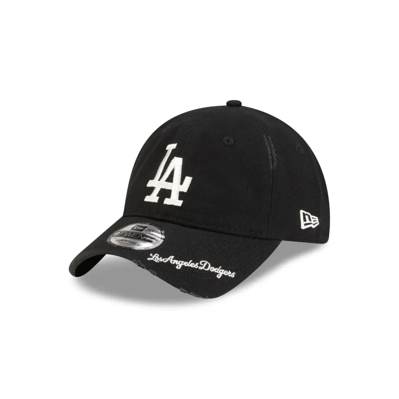 Los Angeles Dodgers Distressed Black 9TWENTY Adjustable Hat made by New Era