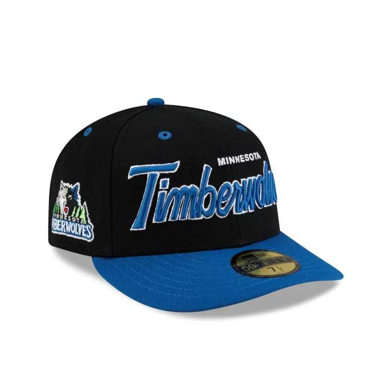 Minnesota Timberwolves Hardwood Classics 90s Script 59FIFTY Fitted Hat made by New Era