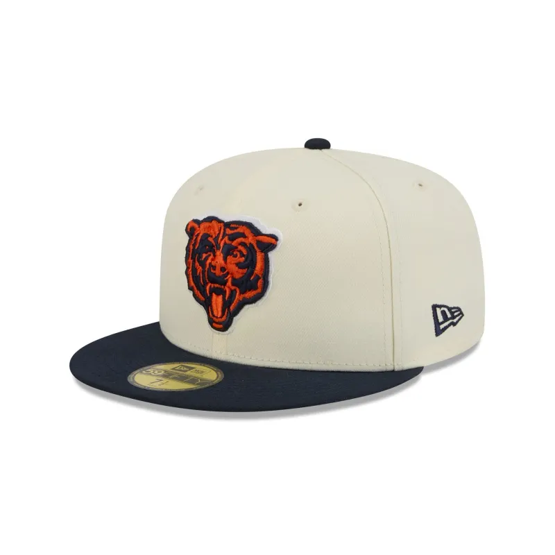 Chicago Bears Chrome White Basic 59FIFTY Fitted Hat made by New Era