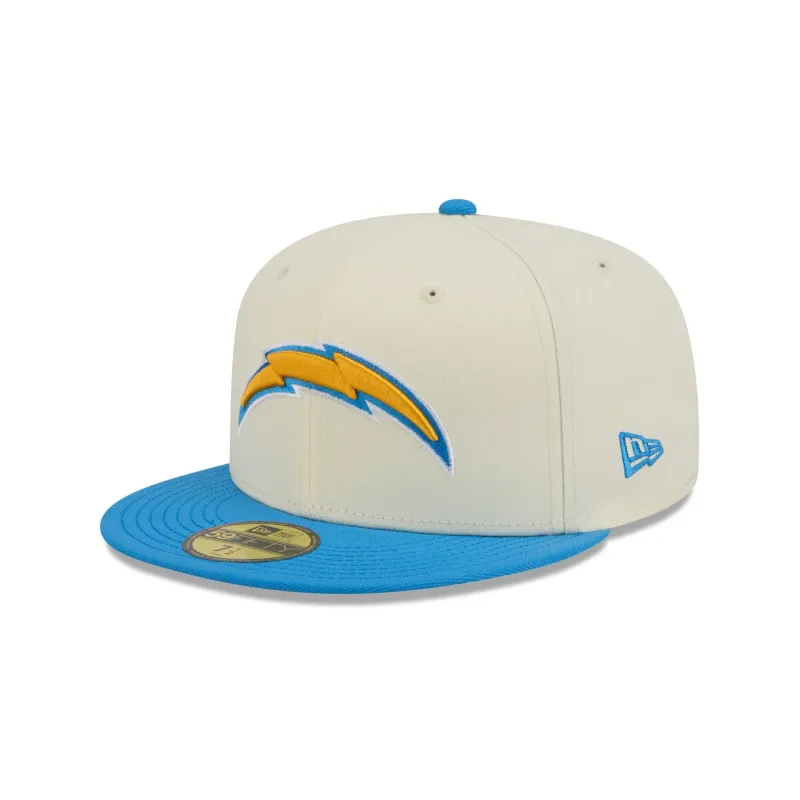 Los Angeles Chargers Chrome White Basic 59FIFTY Fitted Hat made by New Era