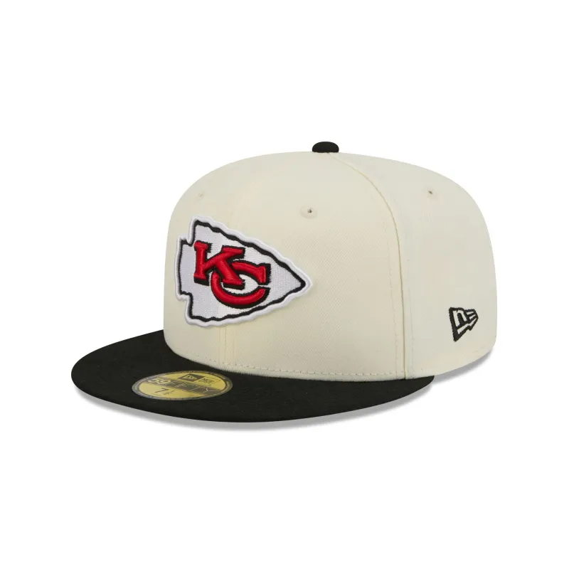 Kansas City Chiefs Chrome White Basic 59FIFTY Fitted Hat made by New Era