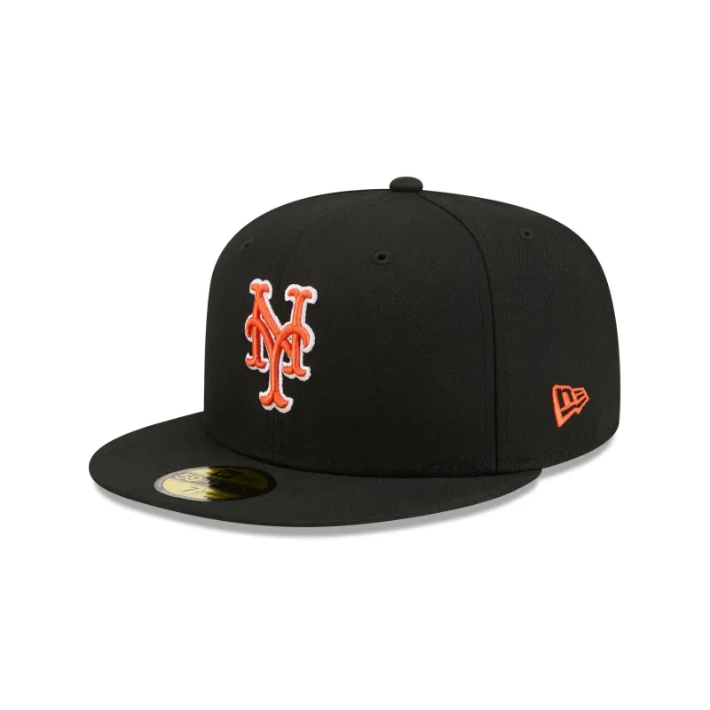 New York Mets Black Basic 59FIFTY Fitted Hat made by New Era
