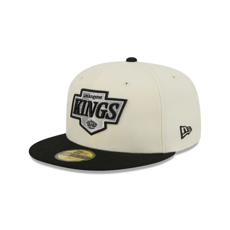 Los Angeles Kings Chrome White Basic 59FIFTY Fitted Hat made by New Era
