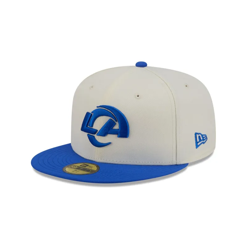 Los Angeles Rams Chrome White Basic 59FIFTY Fitted Hat made by New Era