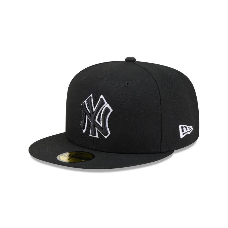 New York Yankees Black and White Basic 59FIFTY Fitted Hat made by New Era