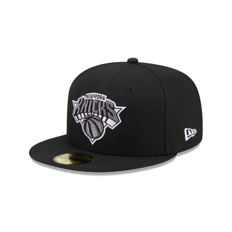 New York Knicks Black and White Basic 59FIFTY Fitted Hat made by New Era