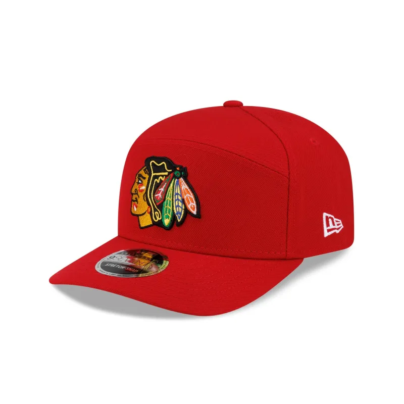 Chicago Blackhawks Poly Split Panel 9SEVENTY Stretch-Snap Hat made by New Era