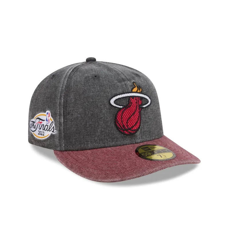 Miami Heat Hardwood Classics Diamond Stitch Gray 59FIFTY Fitted Hat made by New Era