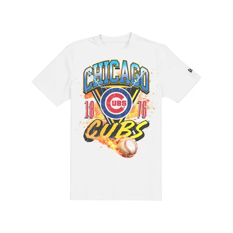 Chicago Cubs Lifestyle Graphics Fireball White T-Shirt made by New Era