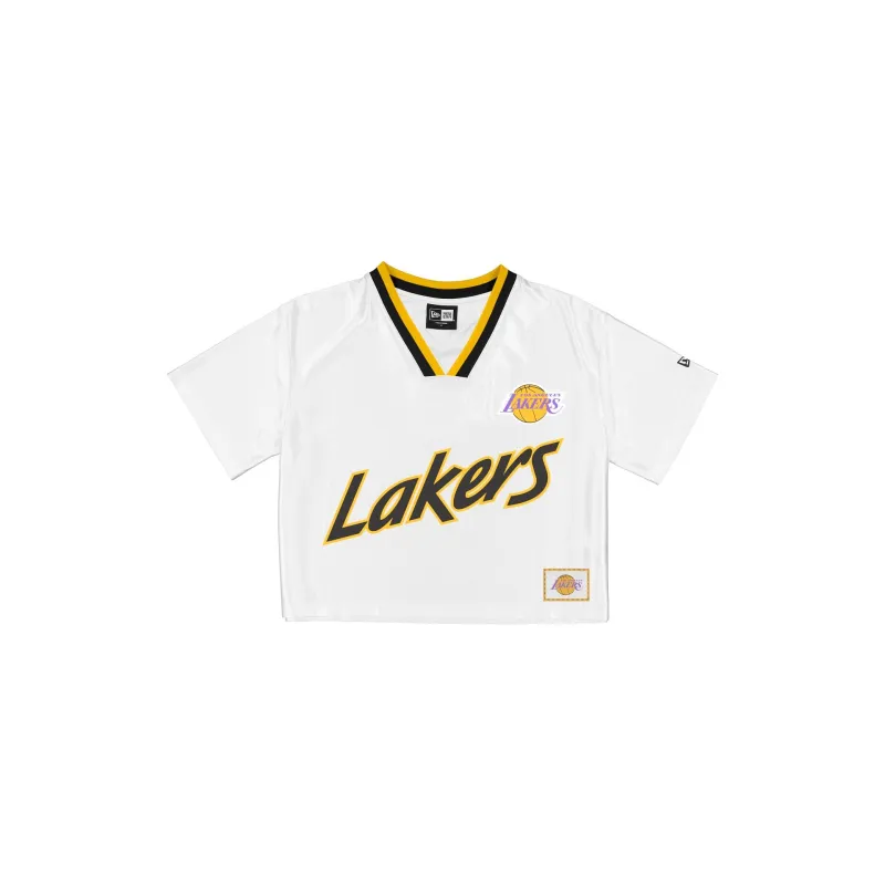 Los Angeles Lakers Sport Classics Women's Cropped White T-Shirt made by New Era