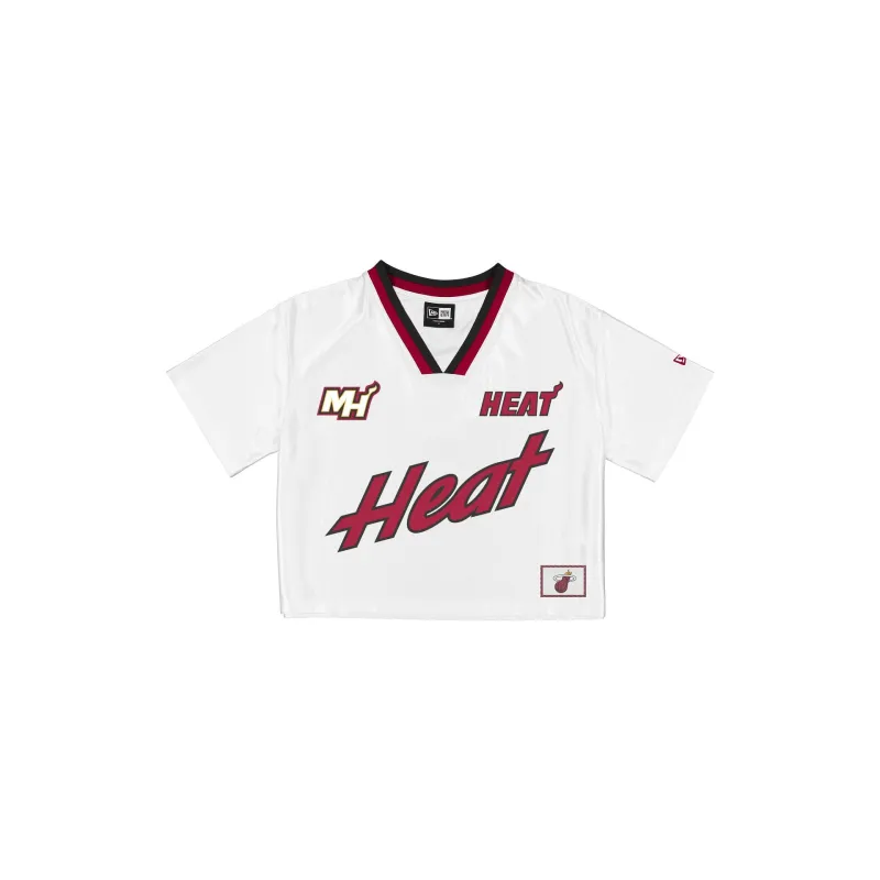 Miami Heat Sport Classics Women's Cropped White T-Shirt made by New Era