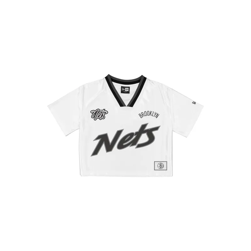 Brooklyn Nets Sport Classics Women's Cropped White T-Shirt made by New Era