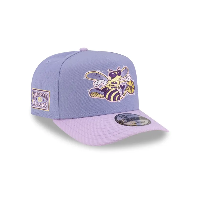 Charlotte Hornets Hardwood Classics Lavender Purple 9FIFTY A-Frame Snapback Hat made by New Era