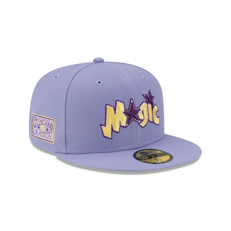 Orlando Magic Hardwood Classics Lavender Pack 59FIFTY Fitted Hat made by New Era