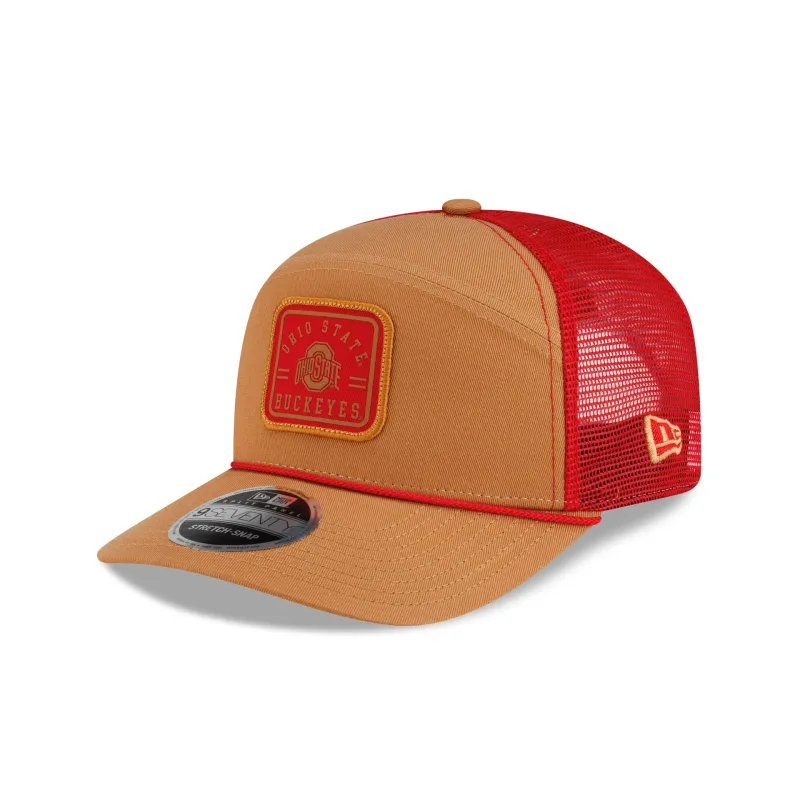 Ohio State Buckeyes Light Bronze Split Panel 9SEVENTY Trucker Hat made by New Era