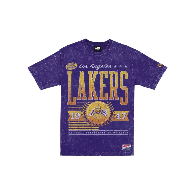 Los Angeles Lakers Throwback Vintage Wash T-Shirt made by New Era
