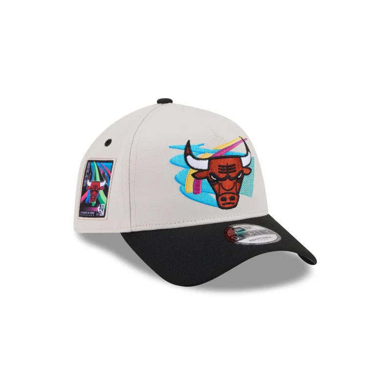 Chicago Bulls Hardwood Classics Retro Stone 9FORTY A-Frame Snapback Hat made by New Era