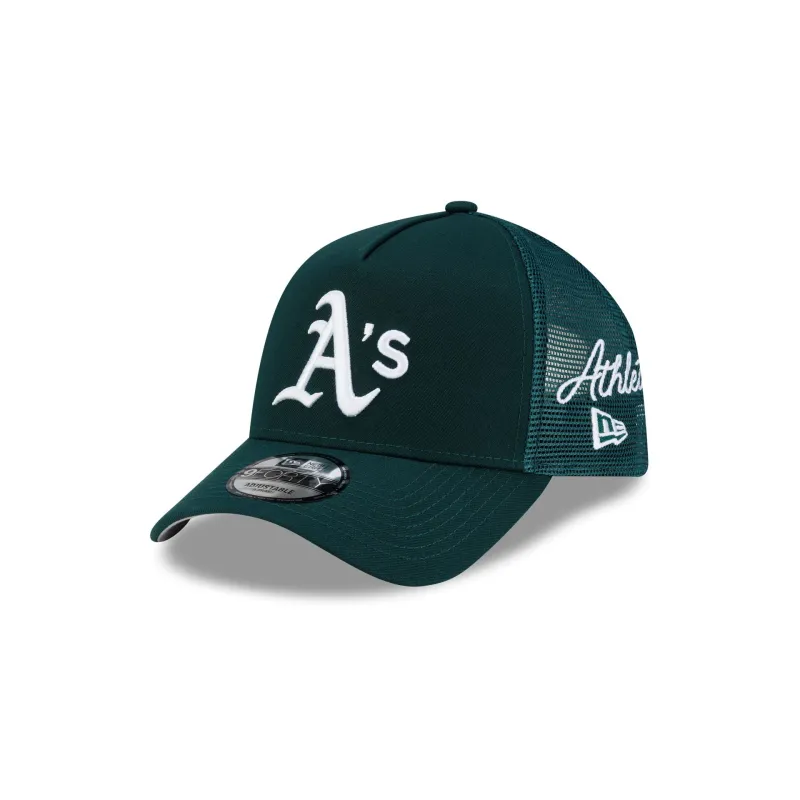 Athletics Side Script 9FORTY A-Frame Trucker Hat made by New Era