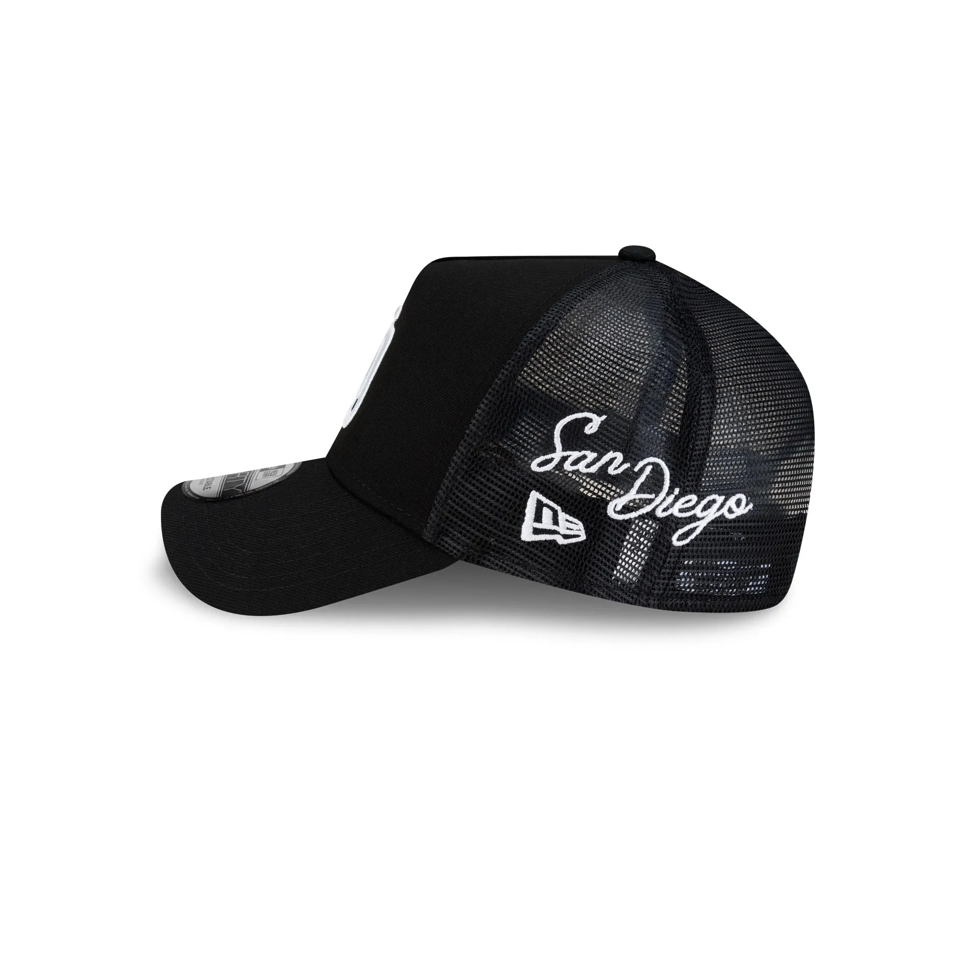 San Diego Padres Side Script Black 9FORTY A-Frame Trucker Hat sold by New Era product image thumbnail 4
