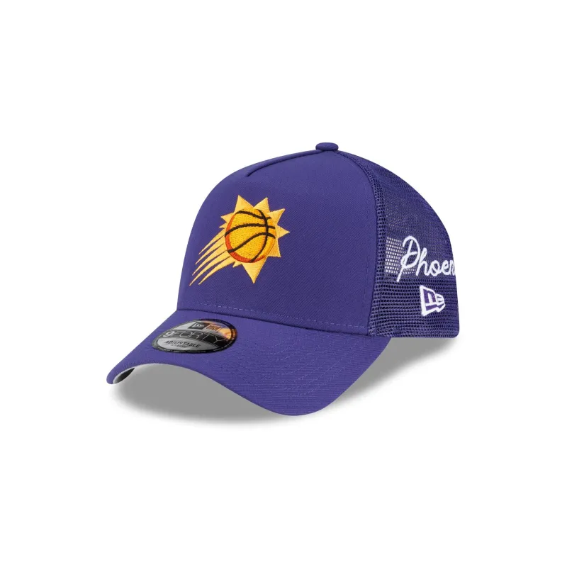 Phoenix Suns Side Script 9FORTY A-Frame Trucker Hat made by New Era