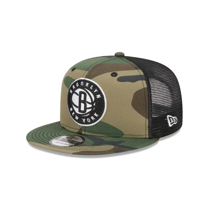 Brooklyn Nets Camo 9FIFTY Trucker Snapback Hat sold by New Era