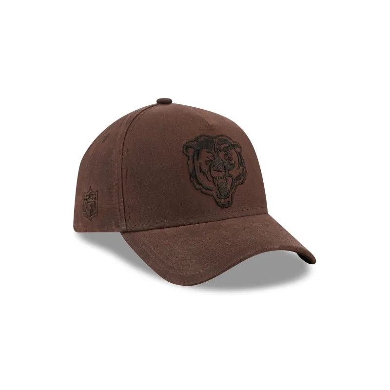 Chicago Bears Waxed Canvas Brown 59FORTY A-Frame Fitted Hat made by New Era