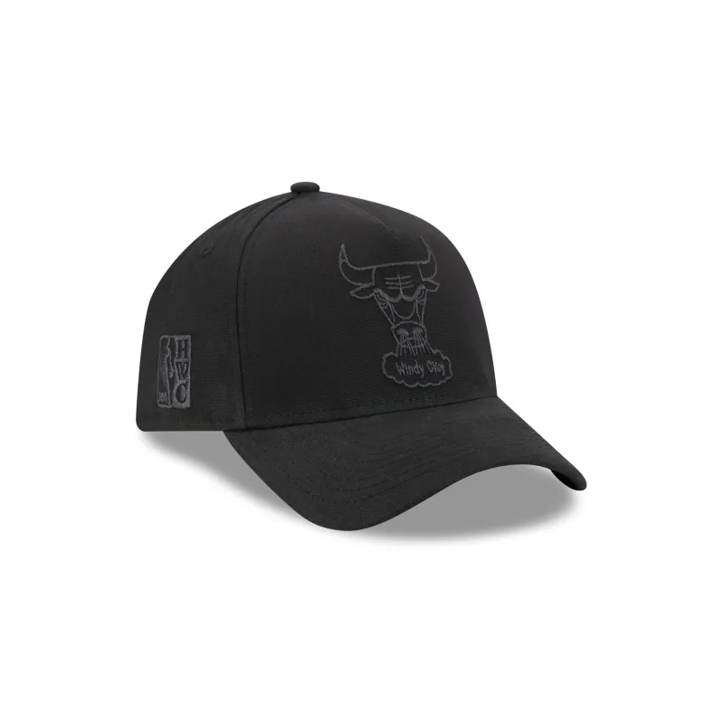 Chicago Bulls Waxed Canvas Black 59FORTY A-Frame Fitted Hat made by New Era