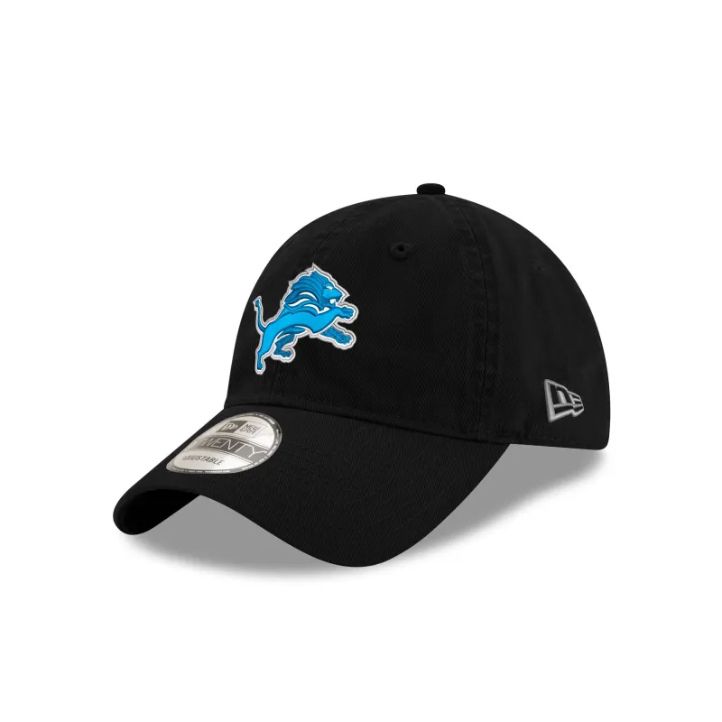 Detroit Lions Core Classic Black 9TWENTY Adjustable Hat made by New Era