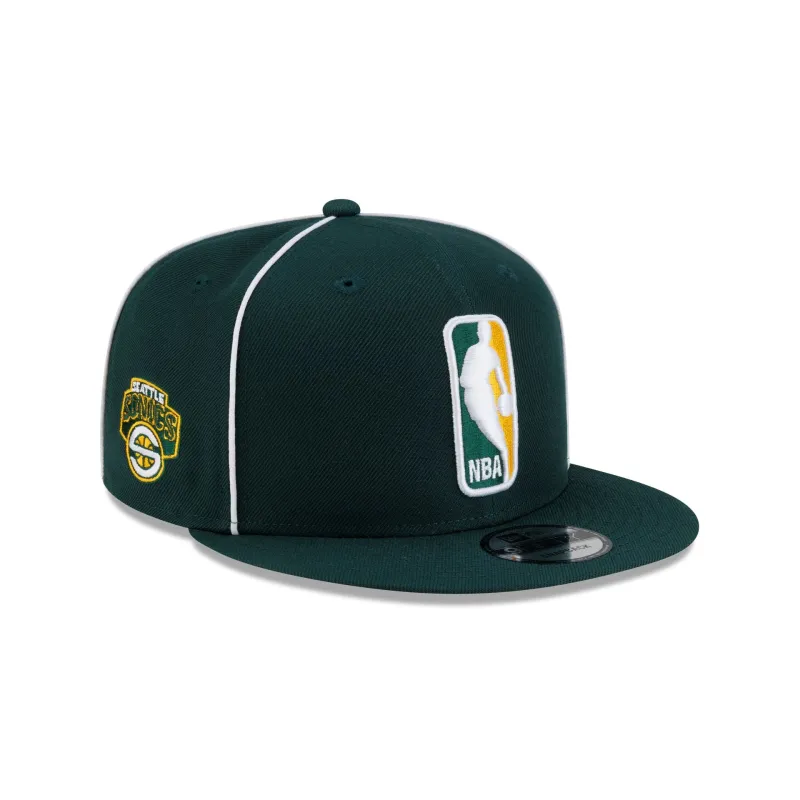 Seattle SuperSonics Hardwood Classics 2000s Piping 9FIFTY Snapback Hat made by New Era