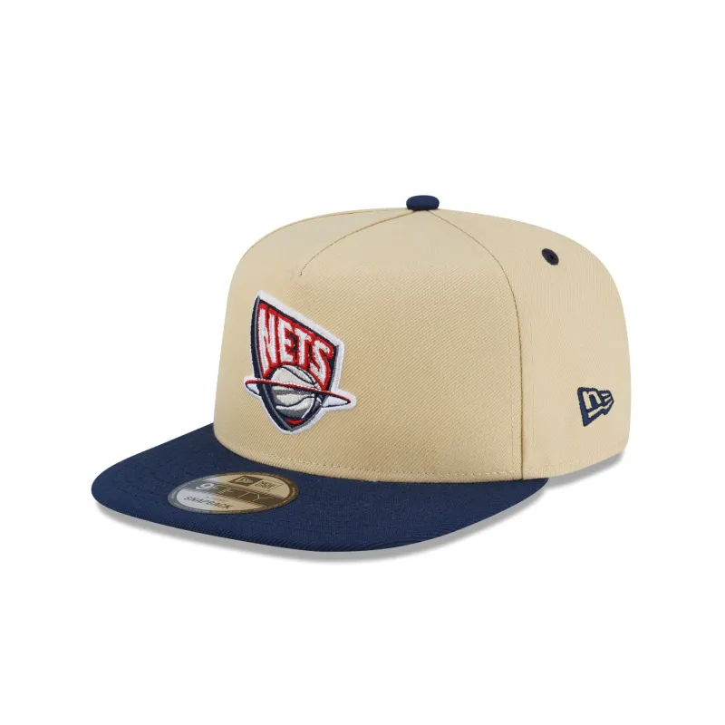 New Jersey Nets Hardwood Classics 2000s Gold 9FIFTY A-Frame Snapback Hat made by New Era
