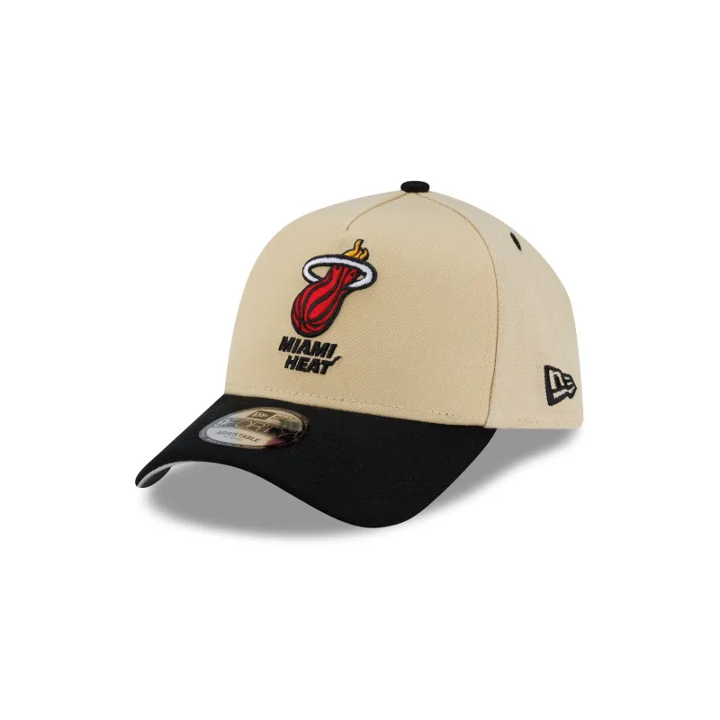 Miami Heat Hardwood Classics 2000s Gold 9FORTY A-Frame Snapback Hat made by New Era
