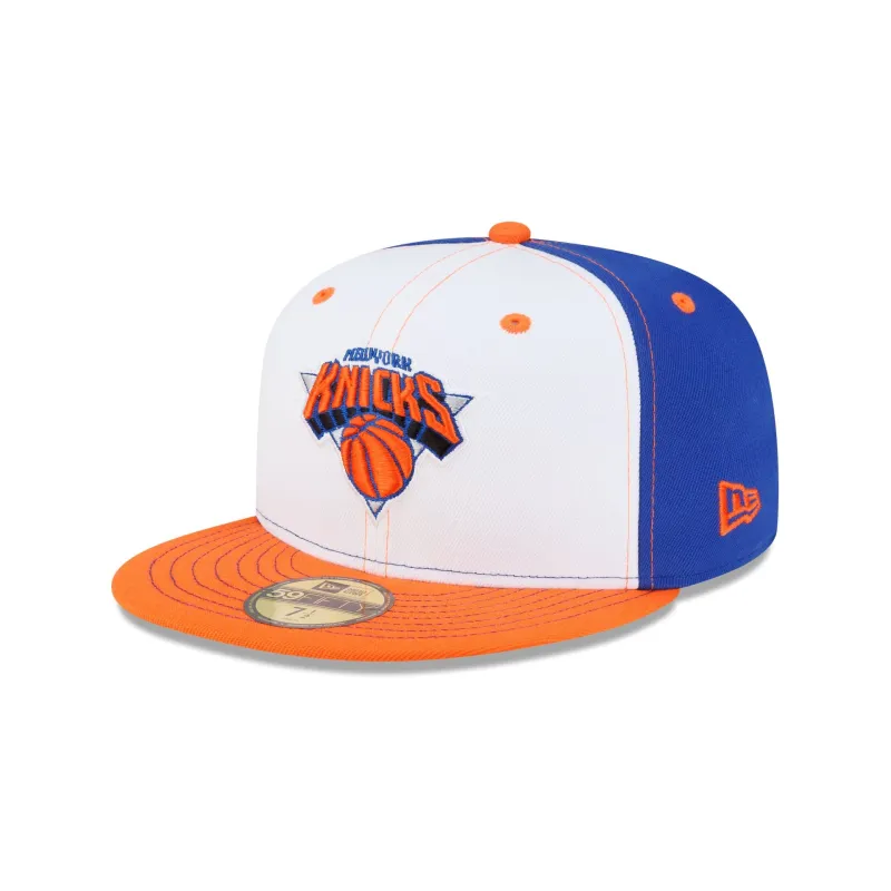 New York Knicks Hardwood Classics 2000s White Stitch 59FIFTY Fitted Hat made by New Era